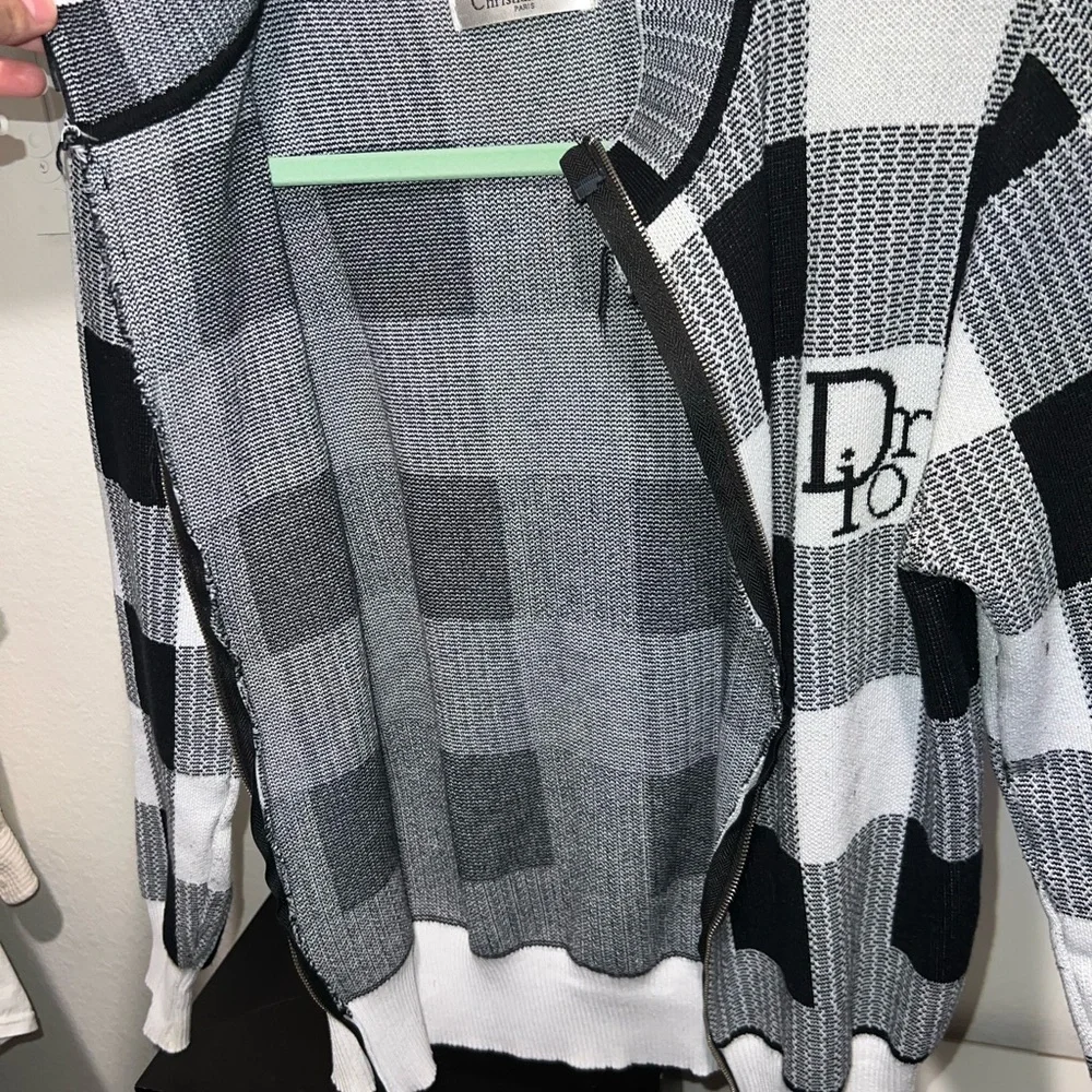 Dior Black and White Zip Up Sweater